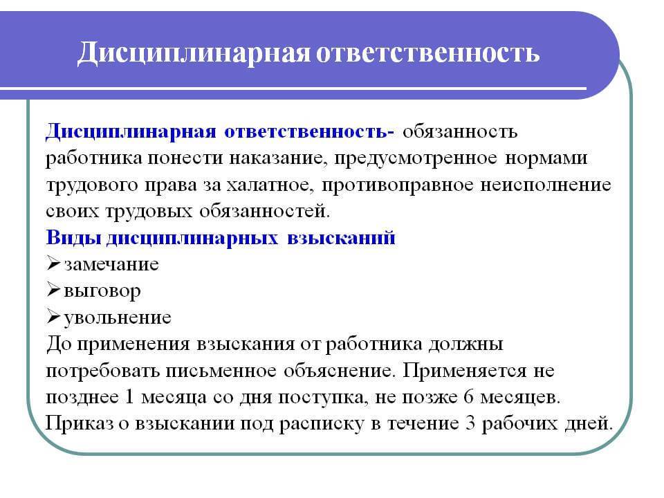 Составить схему видов дисциплинарной ответственности